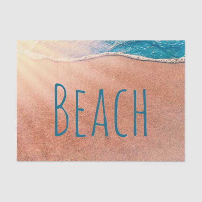 Beach Sandy Shoreline Blue Ocean Wave Decoupage Tissue Paper (Front)