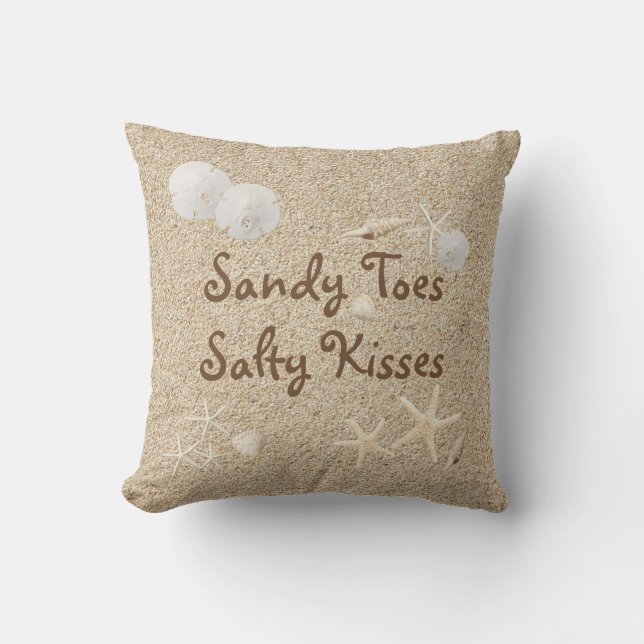 Beach Sandy Toes Salty Kisses Pillow - Outdoor (Front)