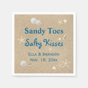 Beach Sandy Toes Salty Kisses Wedding Napkin