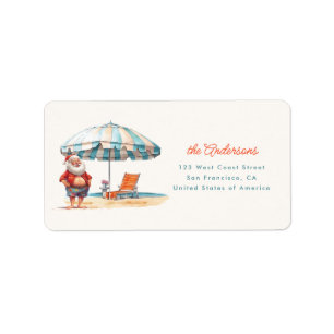 Beach Santa Christmas in July Party Address Label