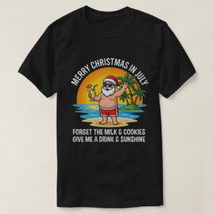 Beach Santa Claus   Christmas in July Beach Santa T-Shirt