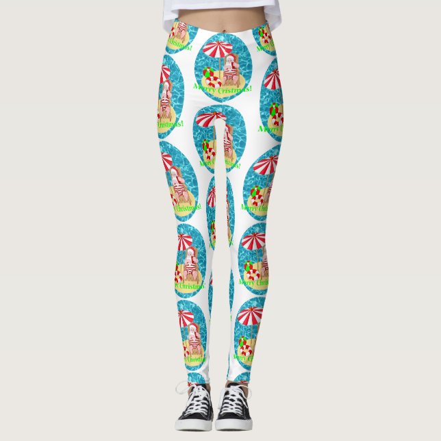 beach santa claus leggings (Front)