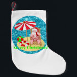 beach santa claus small christmas stocking<br><div class="desc">"beach santa claus ", "california santa claus", "florida santa claus", "hawaii santa claus", "christmas july", "xmas july""vacation santa", "beach santa claus
, "tropical santa claus"  , "tropical santa", </div>