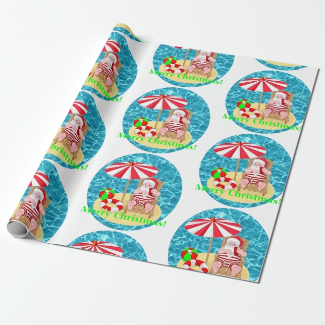 beach santa claus wrapping paper (Unrolled)