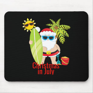 Beach Santa Surfer Christmas In July Mouse Pad