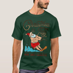 Beach Santa Surfing Summer Vacation Christmas in J T-Shirt