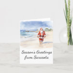 Beach Santa Watercolor Christmas Card<br><div class="desc">This Christmas card shows a relaxed Santa enjoying a long walk on the beach.  Customise this Christmas card to reflect your favourite beach town!</div>