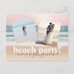 Beach Save the Date And We're Getting Married Anno Announcement Postcard