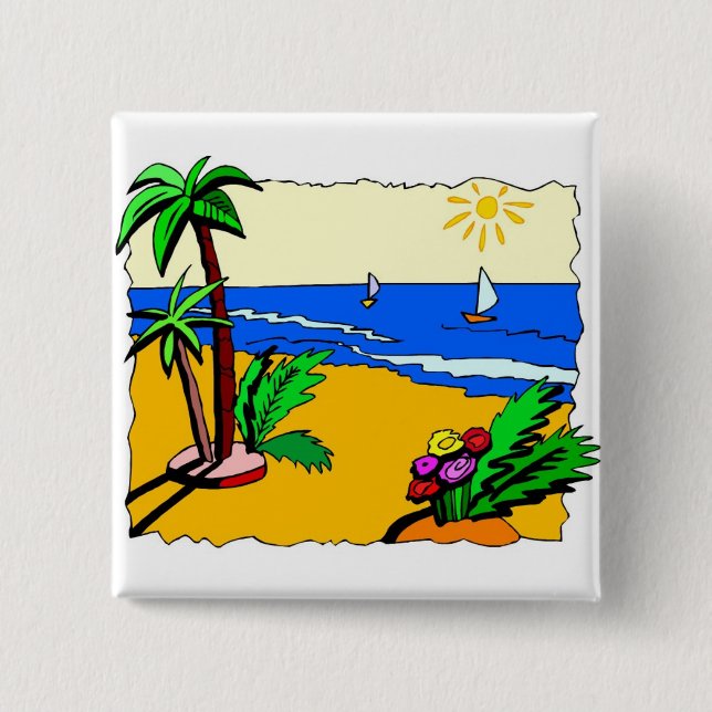 Beach Scene 15 Cm Square Badge (Front)