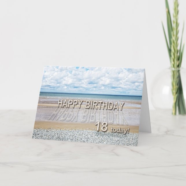 Beach scene 18th birthday card with 3D letters (Front)