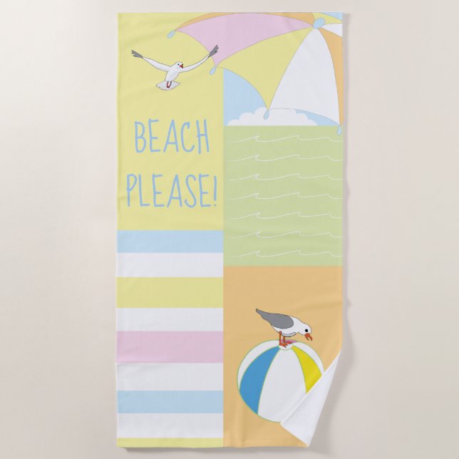 Beach Scene Animated Beach Towel (Front)
