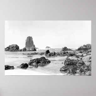 Beach Scene at Cannon Beach, Oregon Photograph Poster