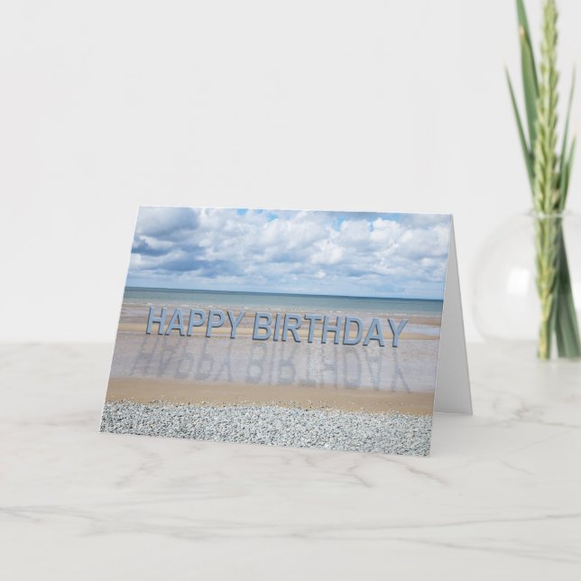 Beach scene birthday card with 3D letters (Front)