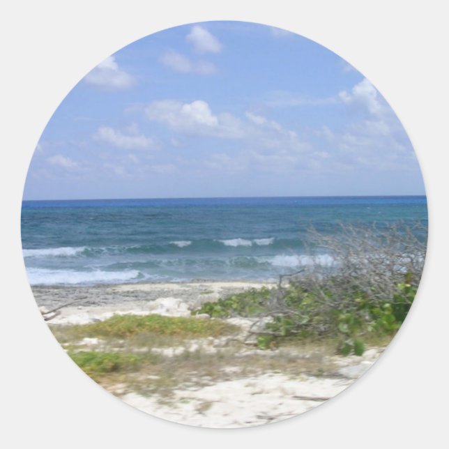 Beach Scene Classic Round Sticker (Front)