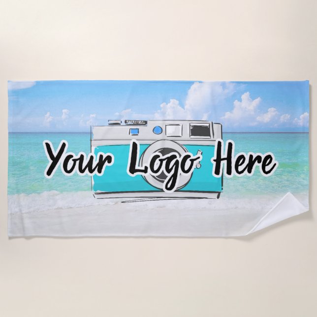 Beach Scene Custom Company Logo Use Business Logo Beach Towel (Front)