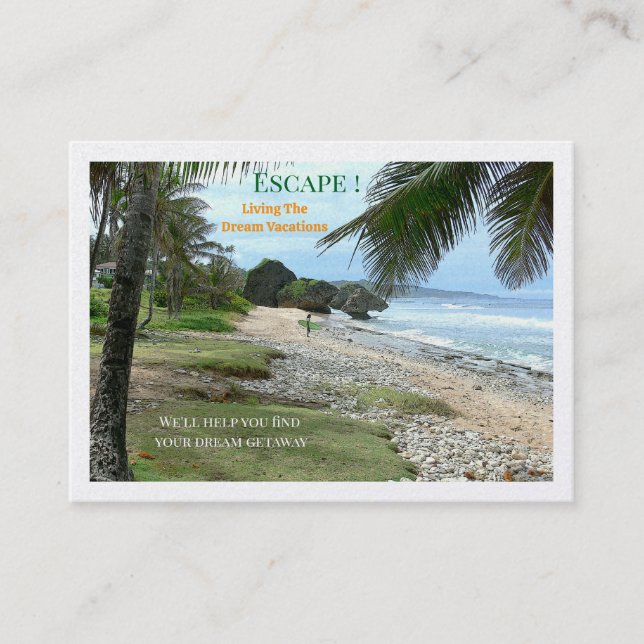 Beach Scene, Escape To An Island/Travel Agent  Business Card (Front)
