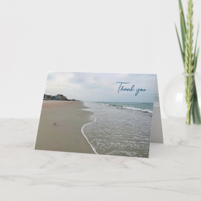 Beach Scene Folded Custom Thank You Card (Front)