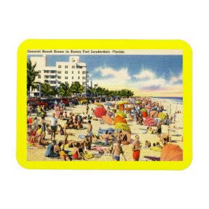 Beach Scene, Fort Lauderdale, Florida Vintage Magnet