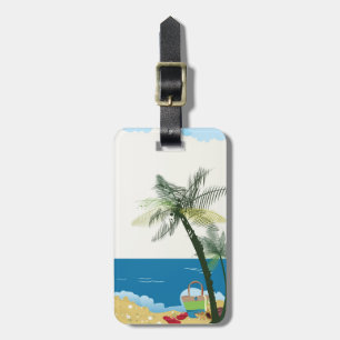 Beach scene image luggage tag. tag