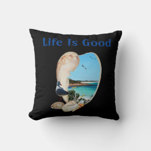 Beach Scene In A Beach Shell Wall, Cushion