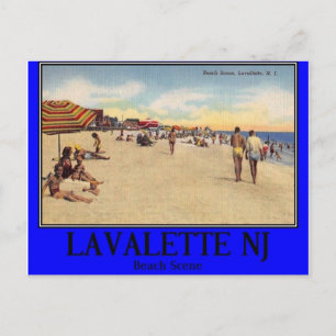 Beach Scene, Lavallette, NJ 1940s, Vintage Postcard