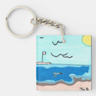 Beach Scene Magnet Key Ring