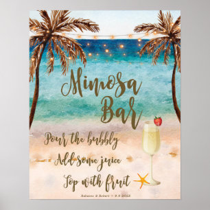 Beach scene Mimosa Bar Sign wedding party etc