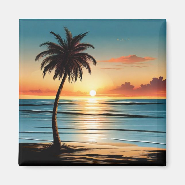 Beach Scene Refrigerator Magnet - Coastal Charm De (Front)