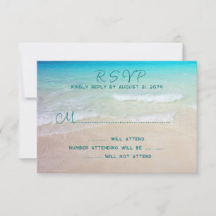 Beach Scene RSVP Wedding Reply Guest Count Card