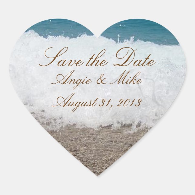 Beach Scene Save the Date Wedding Stickers (Front)