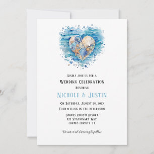 Beach Scene Starfish Wedding Celebration Invitation