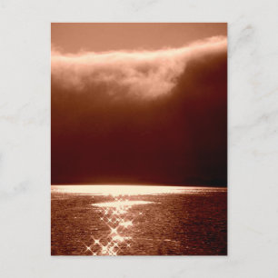 Beach Scene -Stars Dancing on the Water -Sepia Postcard