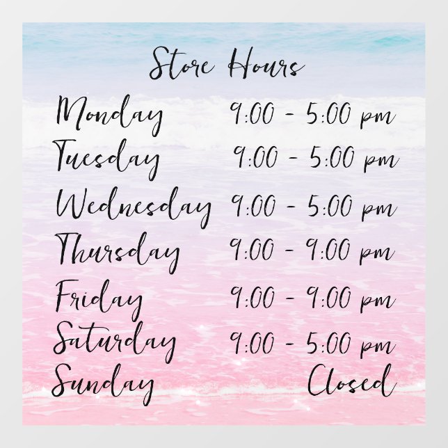 Beach Scene Store Hours Personalised (Sheet)