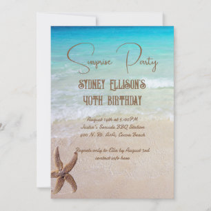Beach Scene Surprise Party Custom Age Invitation