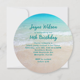 Beach Scene Teen Girl Birthday Party Invitation