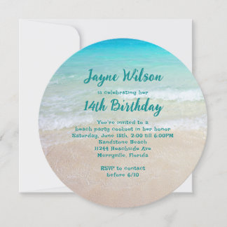 Beach Scene Teen Girl Birthday Party Invitation