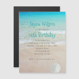 Beach Scene Teen Girls Birthday Party Magnetic Invitation