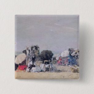 Beach Scene, Trouville, 1873 15 Cm Square Badge