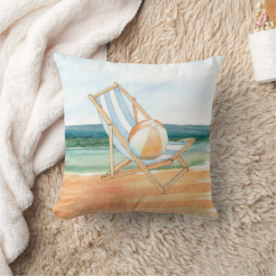 Beach Scene Watercolor Cushion