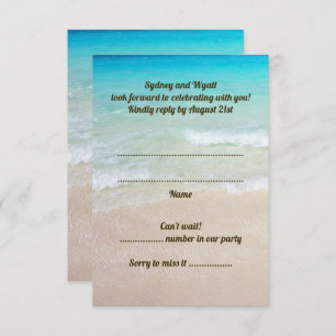 Beach Scene Wedding RSVP Vertical Guest Count Invitation