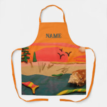 Beach Scene With Shell and Coloured Clay Folk Art