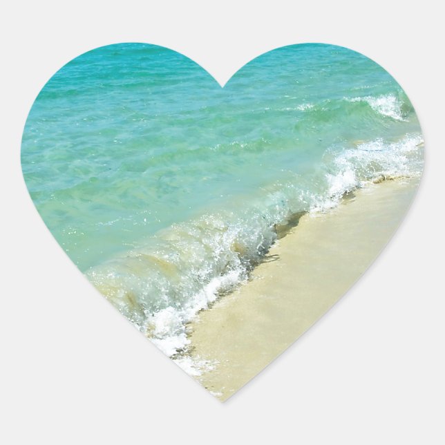 Beach scenery heart sticker (Front)
