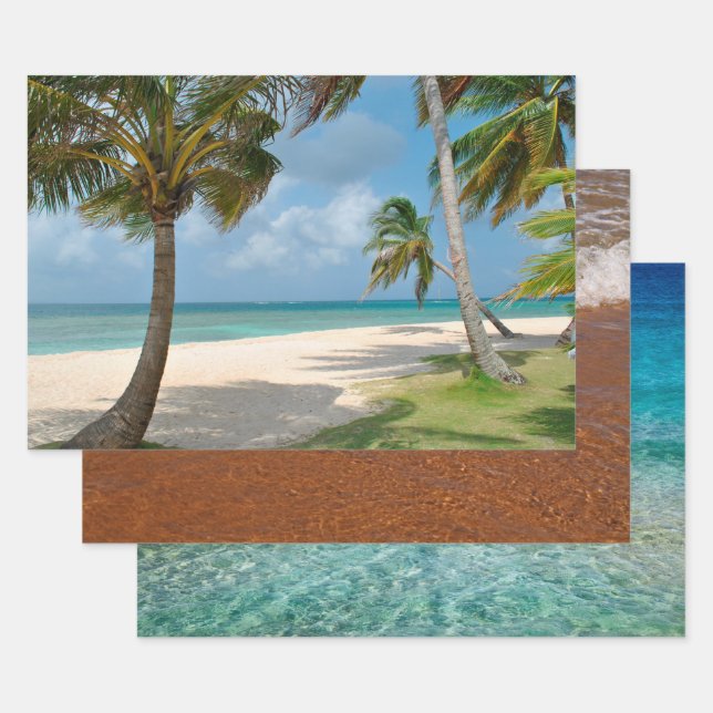 Beach scenes photos wrapping paper sheet (Set)