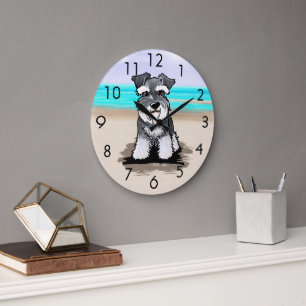 Beach Schnauzer Wall Clock