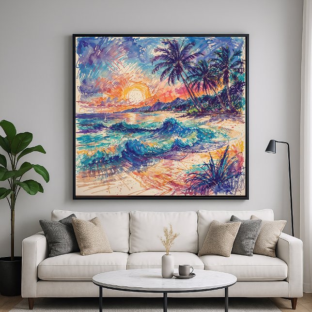 Beach Scribbles - Line Art Style Landscape Poster (Creator Uploaded)