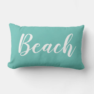 Beach Script White Throw Pillow