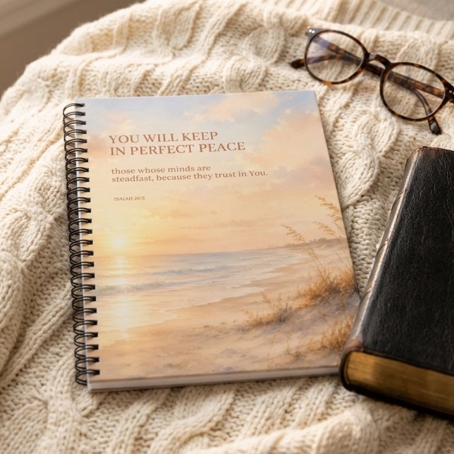 Beach Scripture Isaiah 26:3 Perfect Peach Faith Notebook (Creator Uploaded)