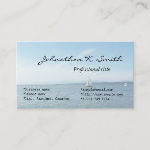Beach sea and boat profile card. business card