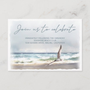 Beach Sea Bird Watercolor Wedding Reception Enclosure Card