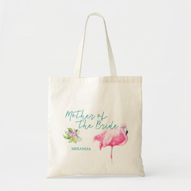 Beach sea flamingo wedding mother of the bride tote bag (Front)